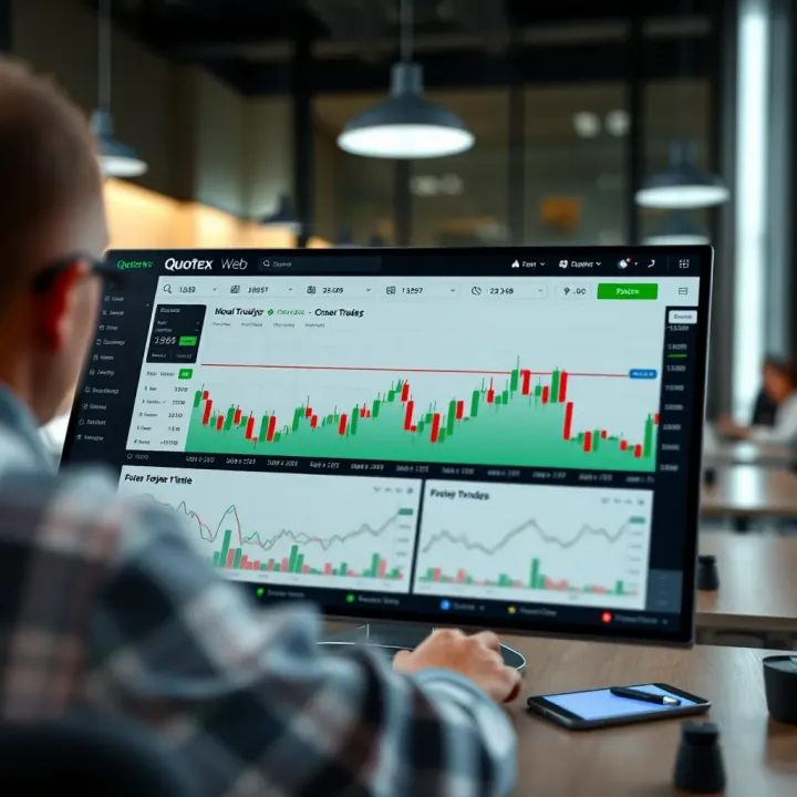 Quotex Web Platform Dashboard Overview Dashboard interface showcasing various trading options and market charts on Quotex Web platform