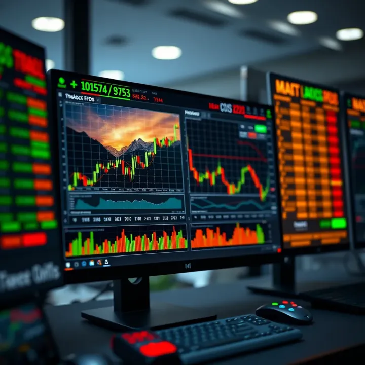 Dashboard showing CFD trading platform with charts and tools