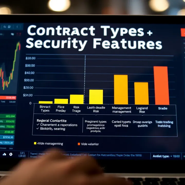 Contract Types and Security Features on Binary.com Graph showing contract types and risk management tools available on Binary.com