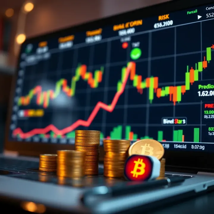 Conceptual graphic depicting investment growth and risk assessment in binary options market
