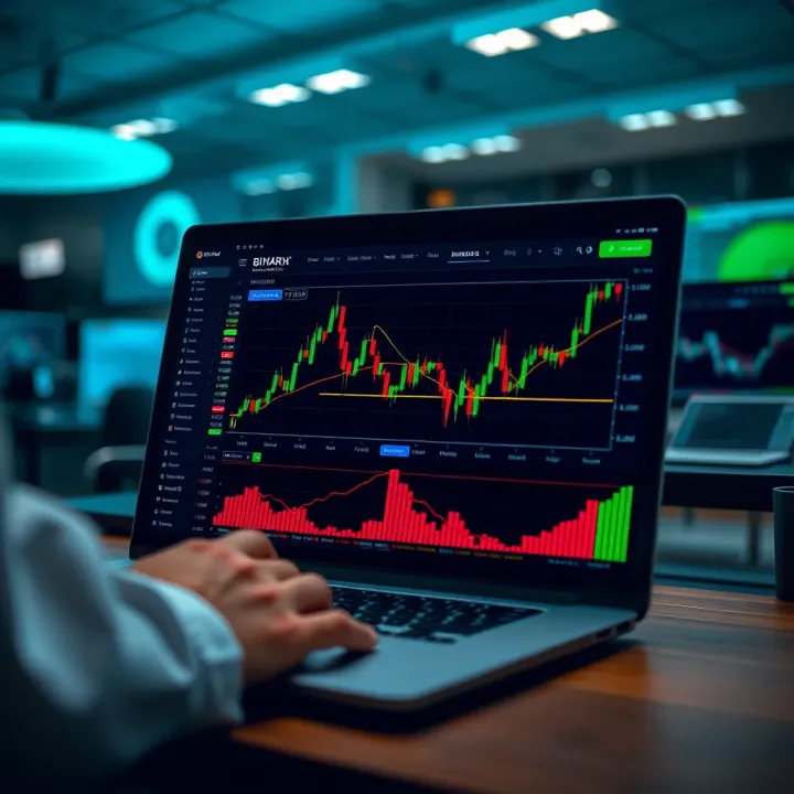 Binary Corretora Trading Platform Overview Illustration showing an online trading platform dashboard focused on binary options investment