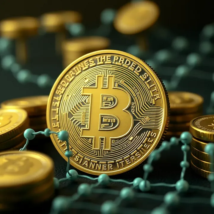 Early concept of digital currency represented with blockchain and cryptographic symbols