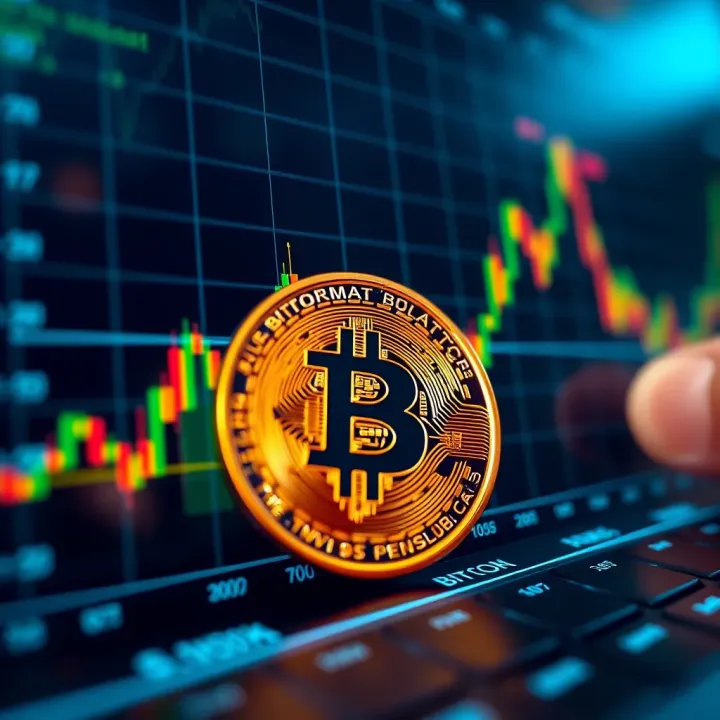 Digital chart showing Bitcoin price fluctuations and market trends