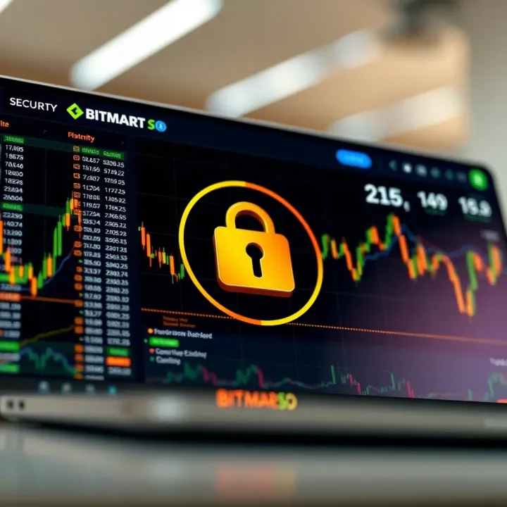 BitMart Cryptocurrency Exchange Security Overview Secure digital cryptocurrency exchange platform interface with padlock symbol