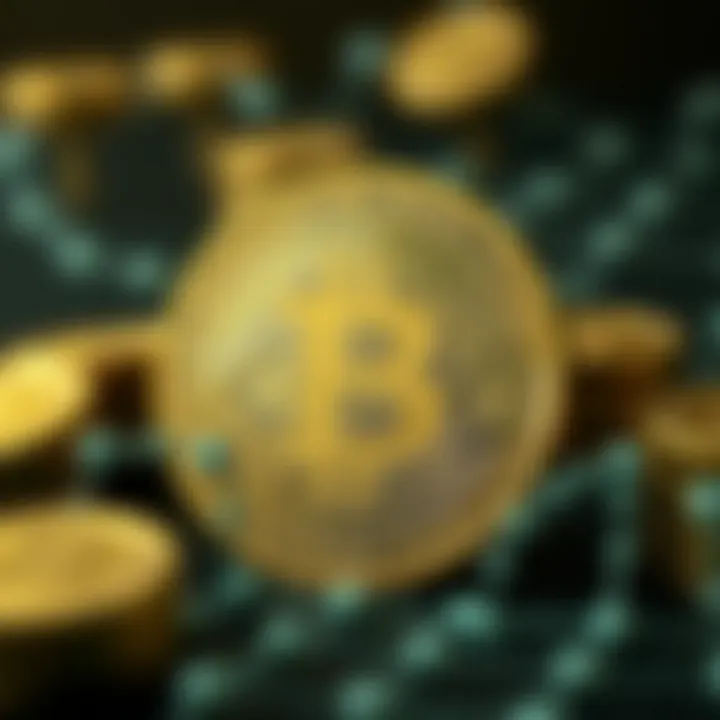 Early concept of digital currency represented with blockchain and cryptographic symbols