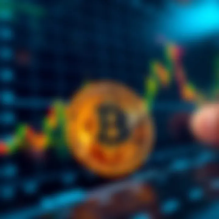 Digital chart showing Bitcoin price fluctuations and market trends