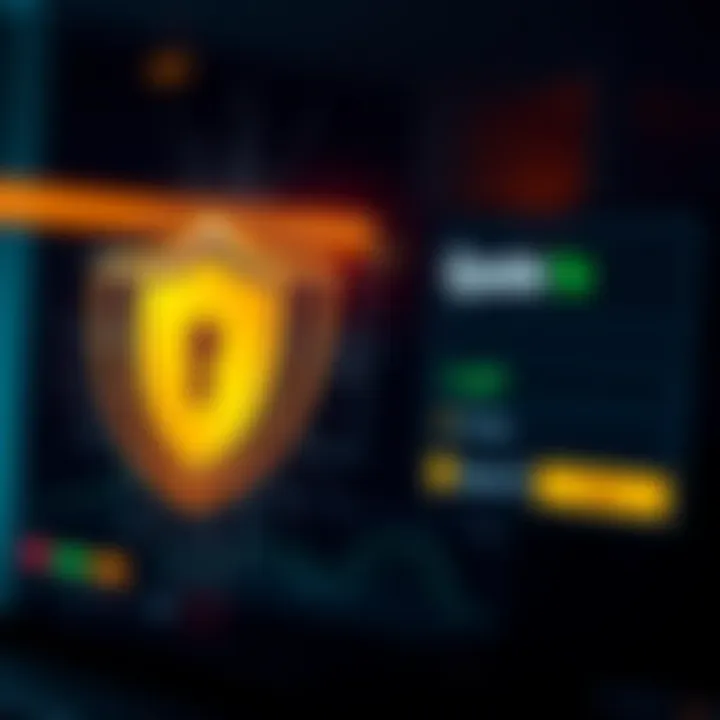 Illustration of security shield symbol next to login form representing data protection in online trading