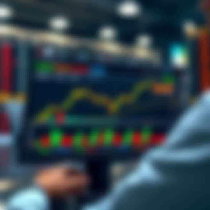 Simulated Trading Platform Interface Illustration of a digital trading platform displaying simulated investment charts and data