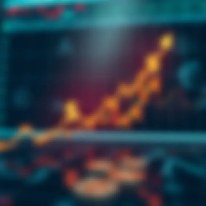Graph showing upward trend in financial market with various currency symbols overlay