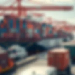 International Shipping and Container Transport in Brazil's Foreign Trade Cargo ship loaded with colorful shipping containers at a busy international port