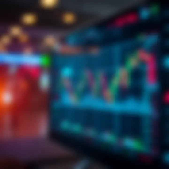 Digital screen displaying fluctuating currency exchange rates and forex trading graphs