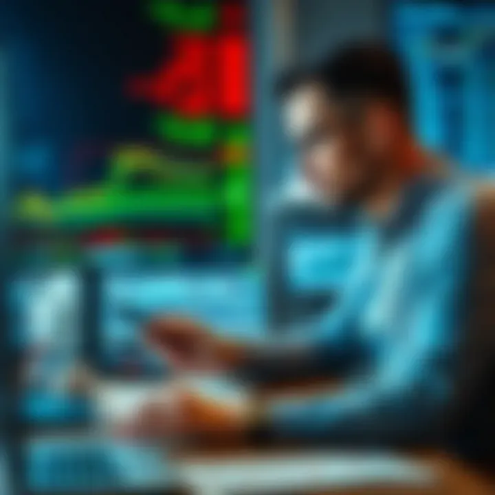 Investor reviewing financial charts and stock market data on a computer