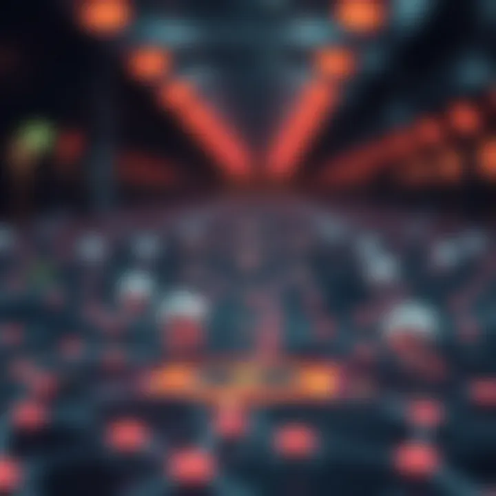 Diagram showing the Polkadot network architecture with interconnected parachains and relay chain