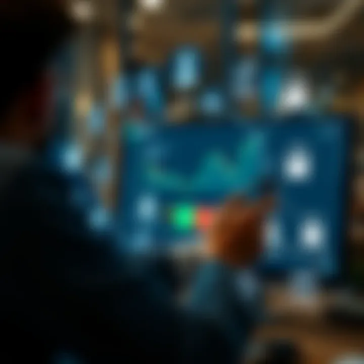 User interacting with Quotex platform on PC surrounded by icons representing key features and secure trading