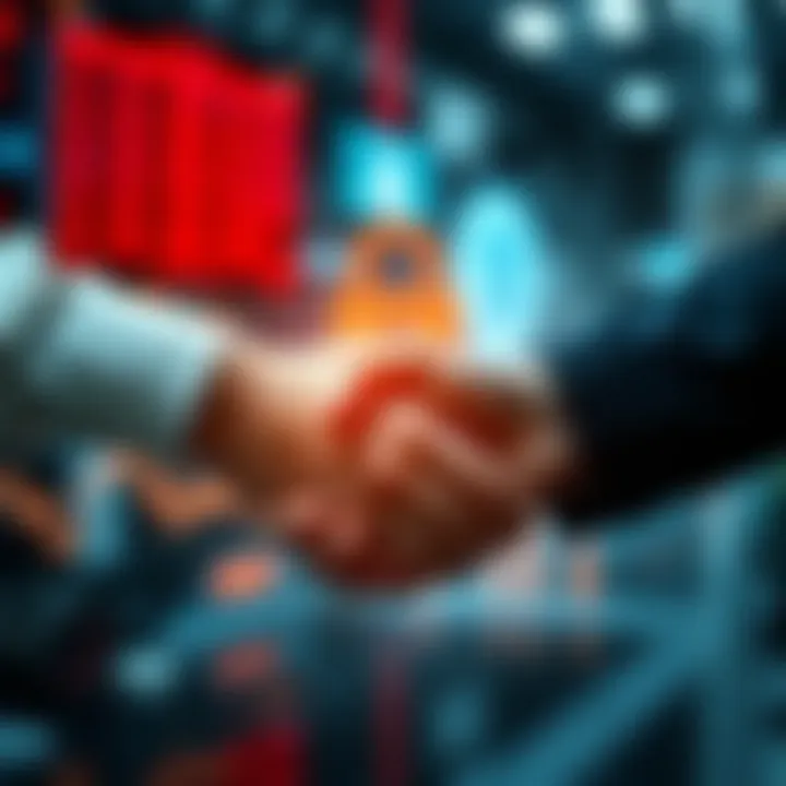 Illustration showing a secure digital handshake symbolizing trust in regulated binary options brokers