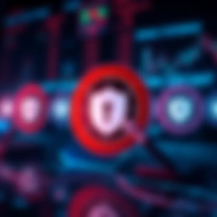 Risk management symbols including shields and target icons representing financial security