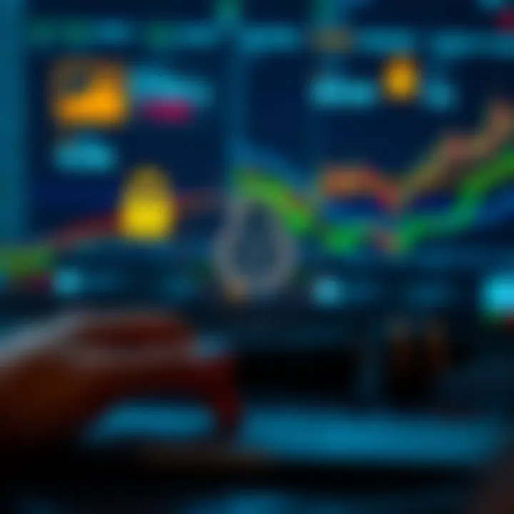 Secure online forex transaction with encryption symbols and financial icons