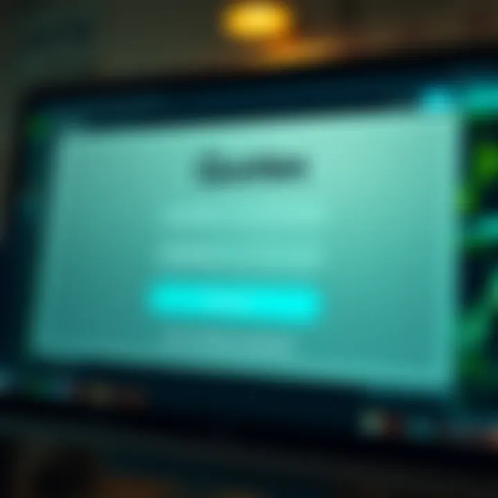 Secure login interface of Quotex platform with username and password fields