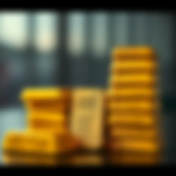 Gold bars neatly stacked showing varying sizes and weight differences