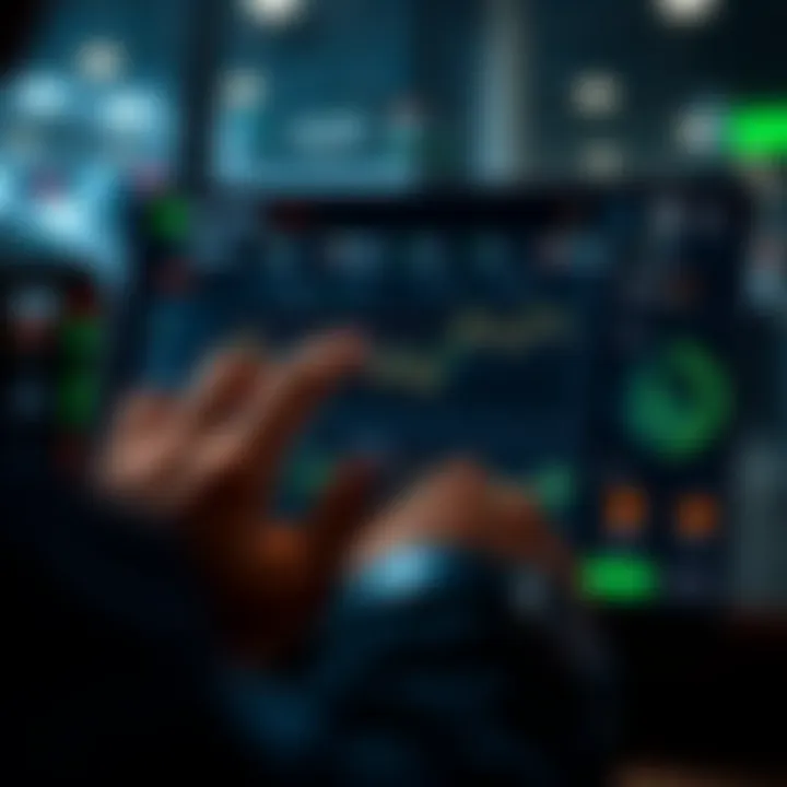 User interacting with IQ Option app dashboard showcasing investment features