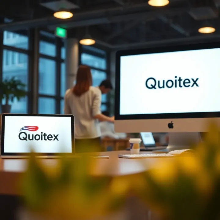 Quotex Logo Usage Across Digital Platforms Application of the Quotex logo on various digital platforms illustrating brand consistency
