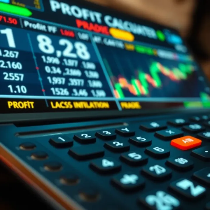 Interactive financial calculator displaying profit, loss, and margin calculations for CFD trading
