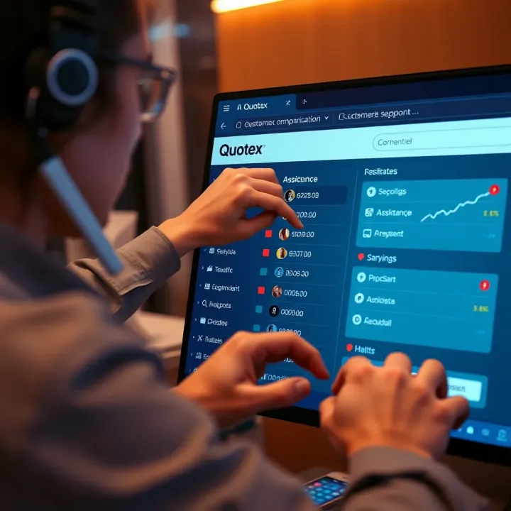 Quotex Official Site Customer Support and Assistance Features Customer support interface showing communication options and assistance features for platform users