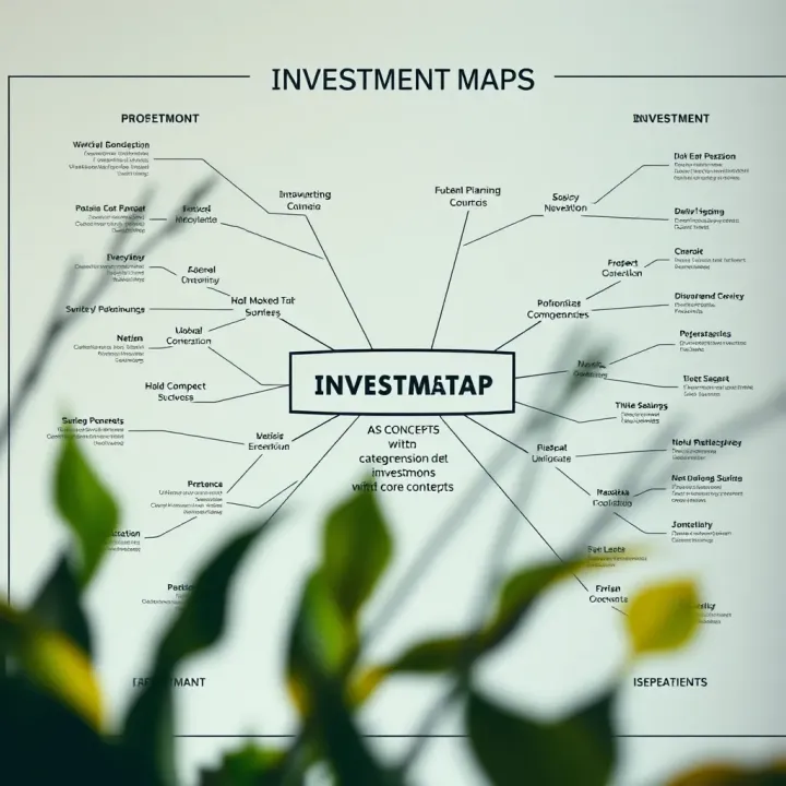 Mind map illustrating key investment concepts and categories in a clear layout