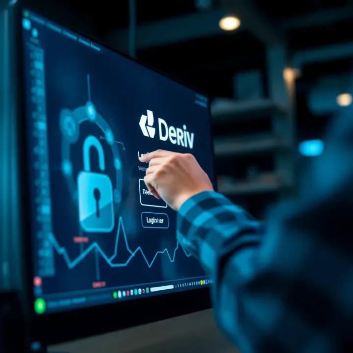 User entering login credentials on Deriv platform interface