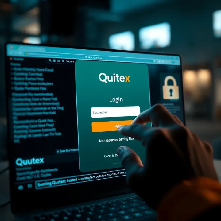 User entering credentials on secure login page of Quotex platform