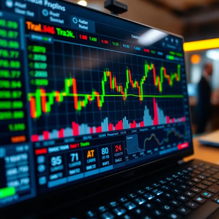 User interface of an online trading platform showing market charts and trading options