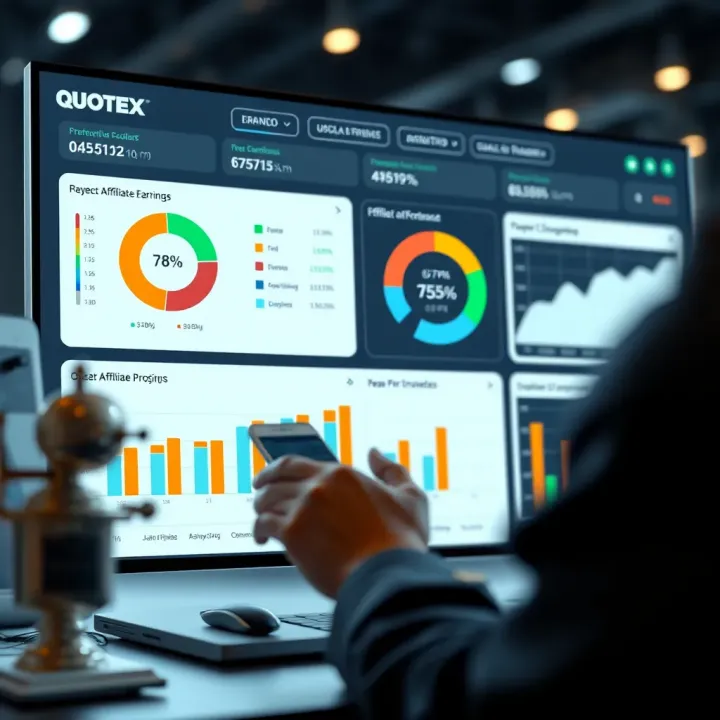 Dashboard overview of Quotex affiliate program showing key performance indicators and earnings