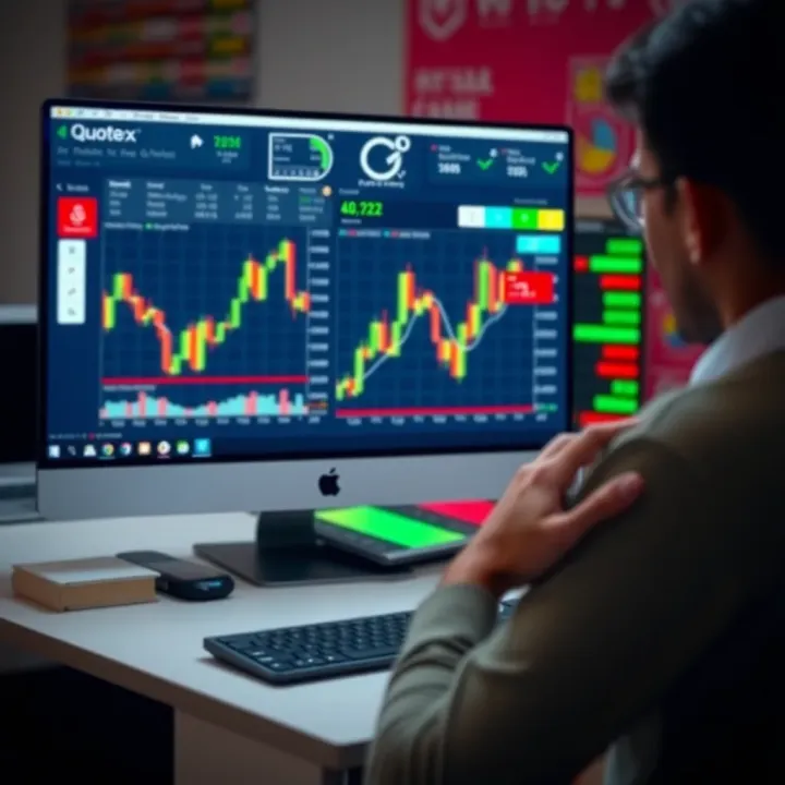 Using Analysis Tools in Quotex Demo Account Chart and analysis tools displayed on Quotex demo account screen