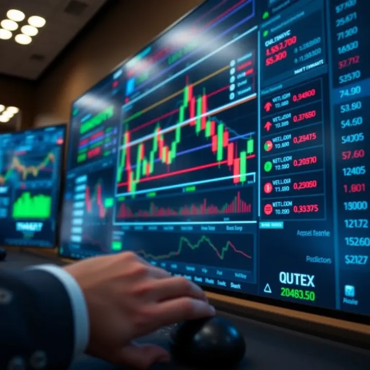 Interface of Quotex PT platform displaying trading charts and options