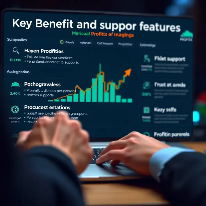 Graphical representation of Profitix user benefits and support options