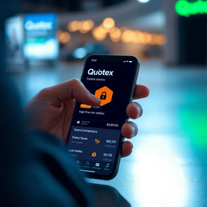 User downloading Quotex trading app on a smartphone with clear interface and secure connection icons