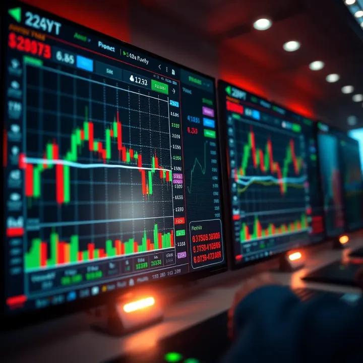 Digital interface showing stock market charts and graphs representing electronic trading activity
