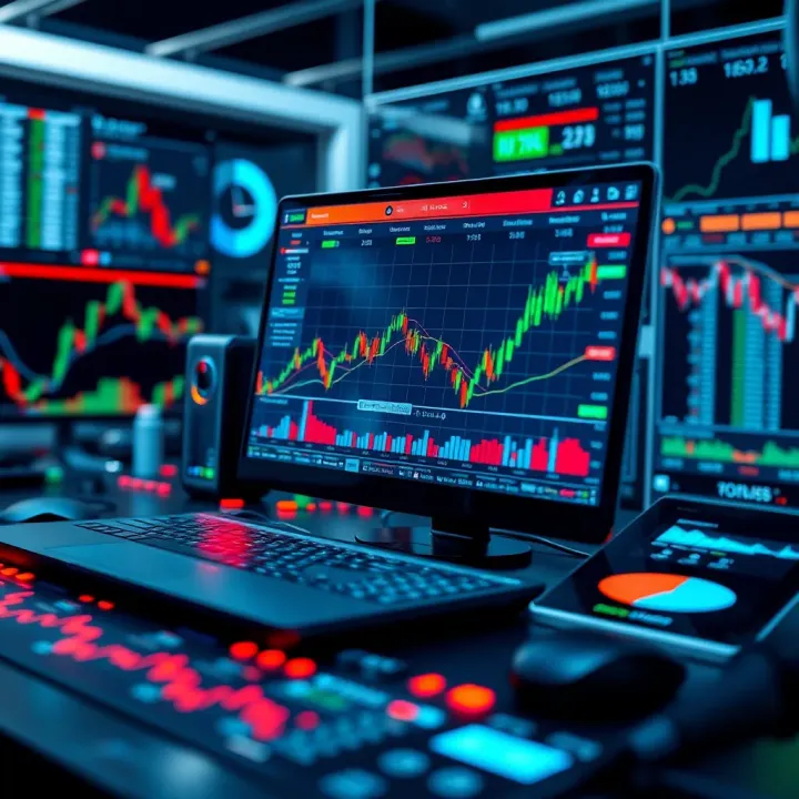 Key Tools and Strategies in Electronic Trading Conceptual illustration of financial data streams and trading tools integrated on a digital platform