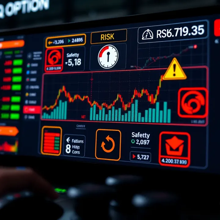 Visual representation of risk management concepts with charts and safety icons