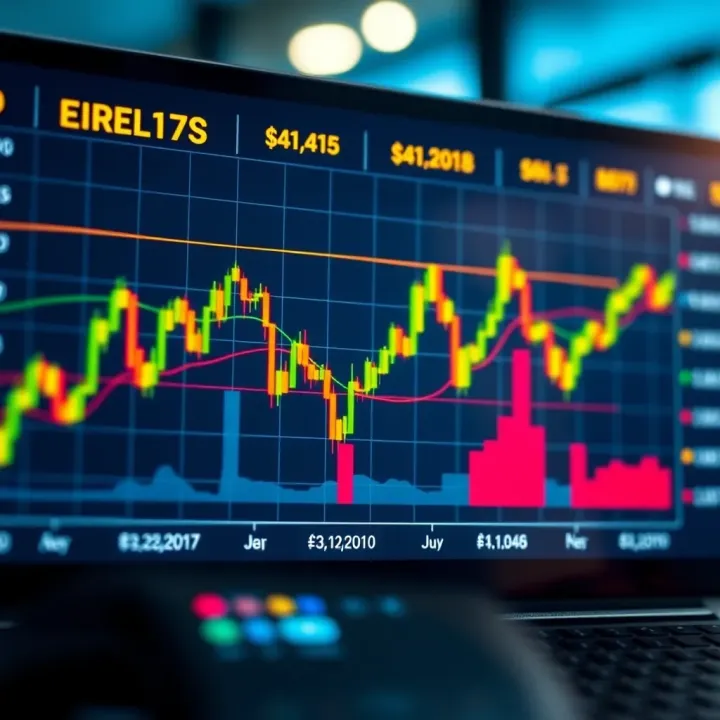 Financial chart displaying EssilorLuxottica stock performance and trends