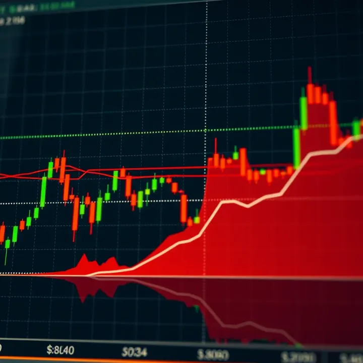Graph showing Fibonacci retracement levels on a financial chart indicating potential support and resistance areas