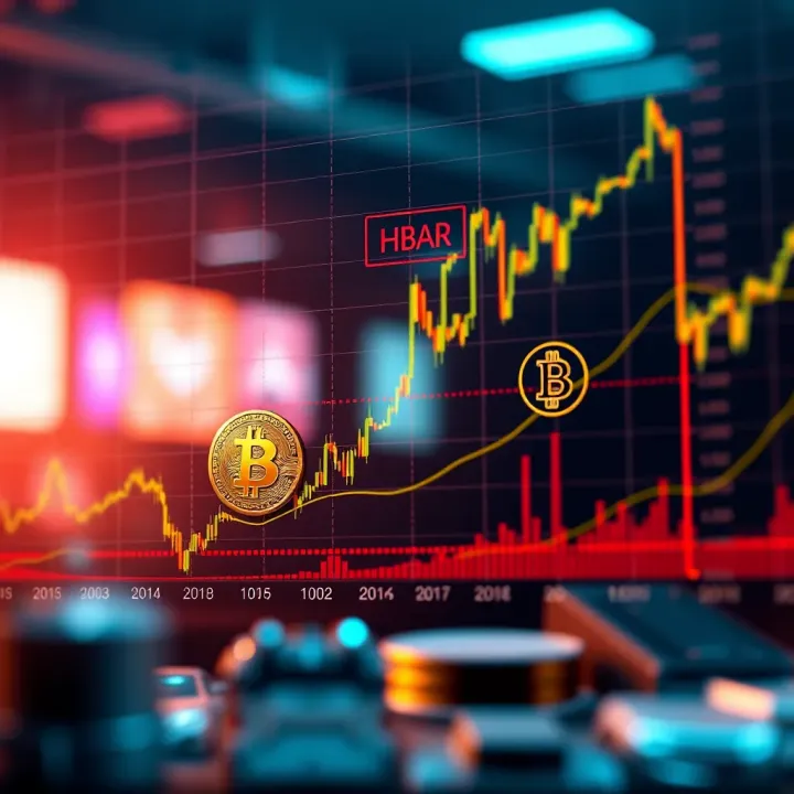 Graph depicting HBAR cryptocurrency value trends with future market projections and influencing factors