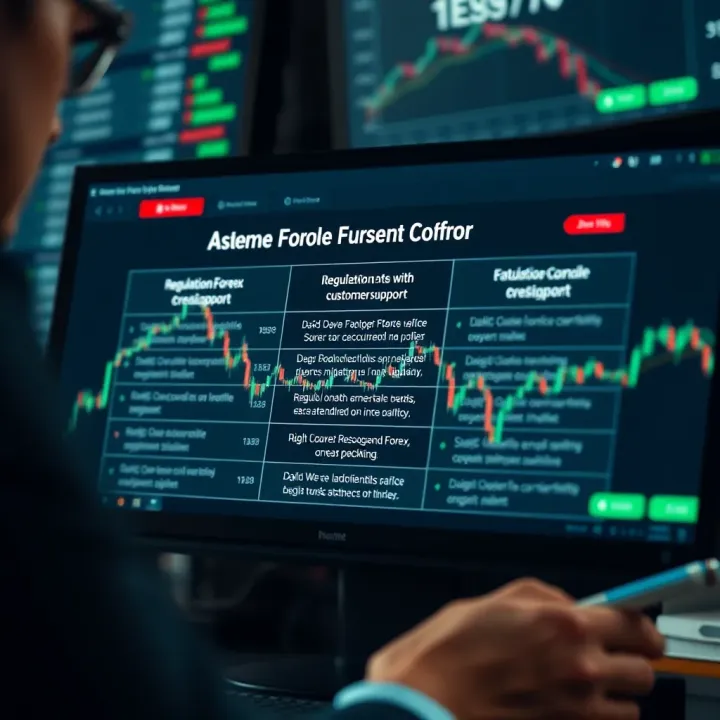 Illustration of Forex broker evaluation criteria including regulation and customer support