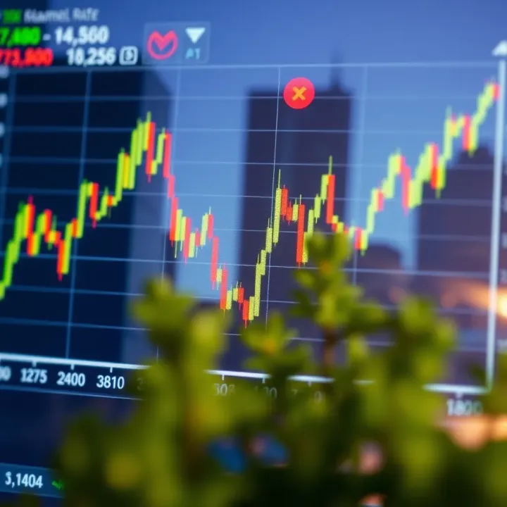 Graph showing currency exchange rate fluctuations in Forex trading