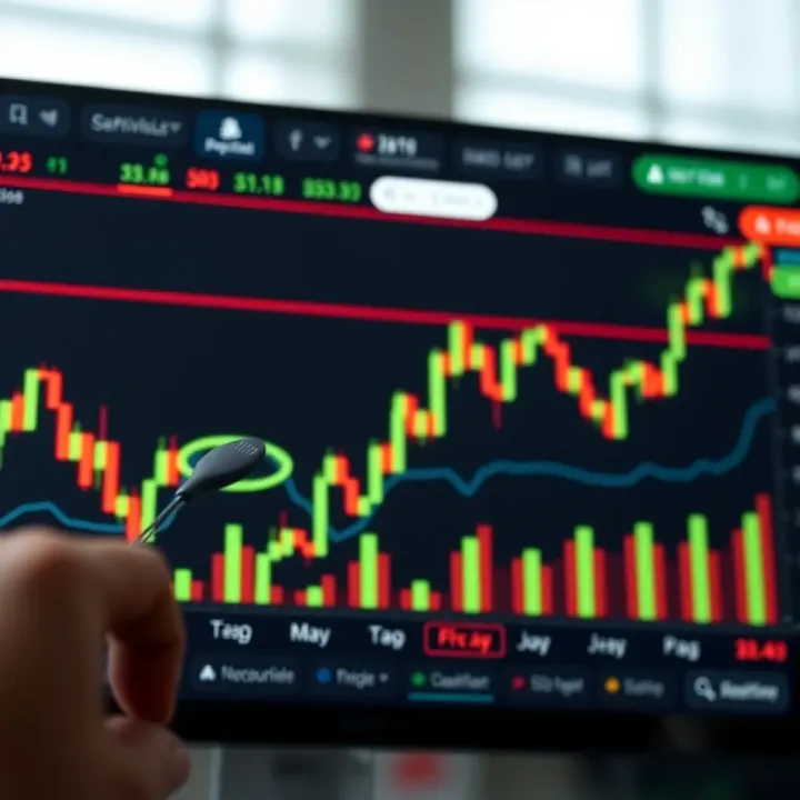 Graph showing upward trend with trading tools and digital interface elements
