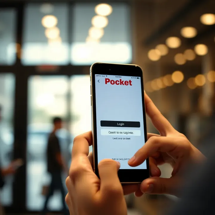 How to Log In to Pocket Application User logging into the Pocket app on a smartphone