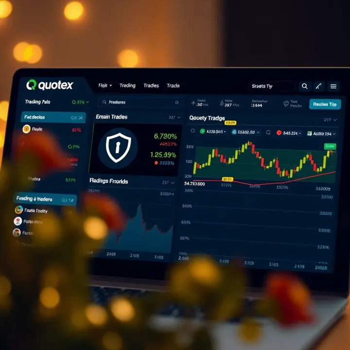 Quotex Dashboard with Trading and Security Features Dashboard view of Quotex showing trading options and security features