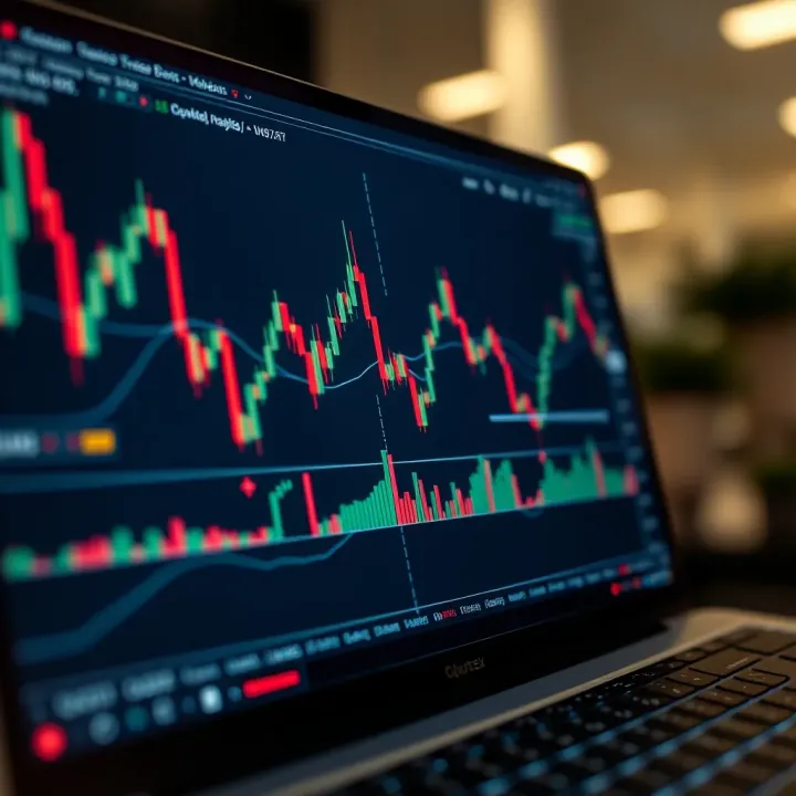 Chart depicting technical indicators used in financial trading on a digital platform