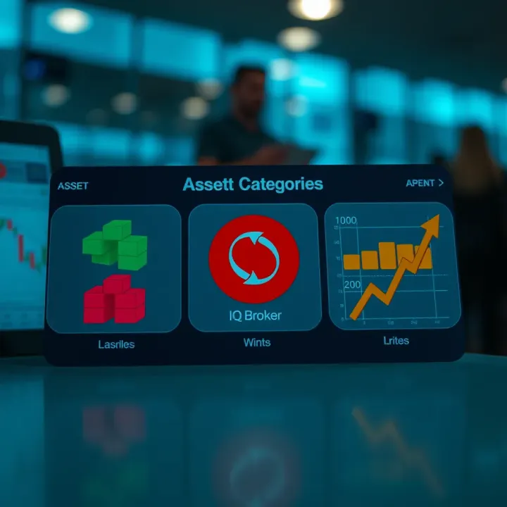 Asset Categories Available on IQ Broker Visual representation of different asset categories available for trading on IQ Broker
