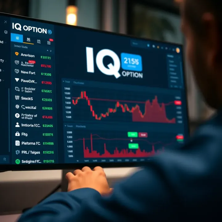 IQ Option Platform Interface with Financial Tools and Security Features User interface of IQ Option highlighting financial tools and security features